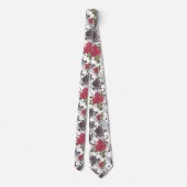 Rustikale, graue, gestreifte Blume rote Rosen Krawatte (Rückseite)