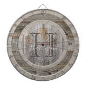Rustikale graue Holz-Monogramm Dartscheibe (vorne)