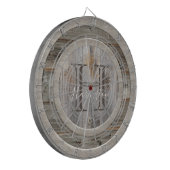 Rustikale graue Holz-Monogramm Dartscheibe (Vorderseite Links)