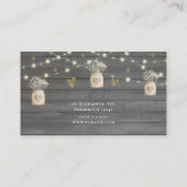 Rustikale graue Holzleuchten & Mason Jar Blume Visitenkarte (Rückseite)