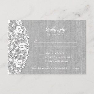 Rustikale graue Leinwand + RSVP Hochzeit Karte