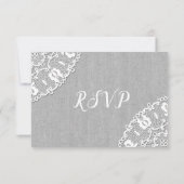 Rustikale graue Leinwand + RSVP Hochzeit Karte (Rückseite)
