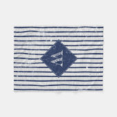 Rustikale graue Linen und Navy Blue Stripes Monogr Fleecedecke (Vorderseite (Horizontal))