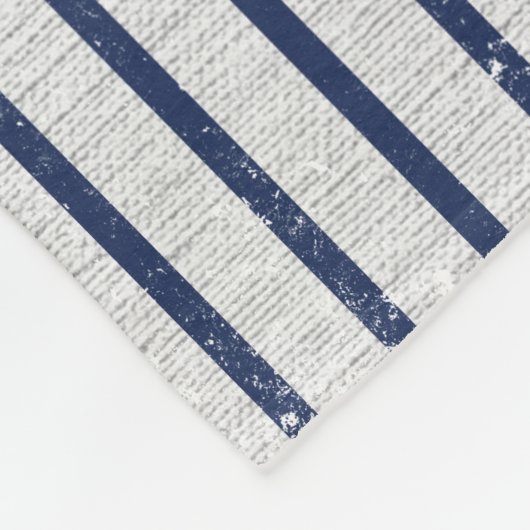 Rustikale graue Linen und Navy Blue Stripes Monogr Fleecedecke (Ecke)