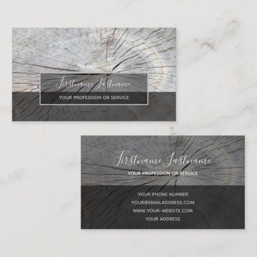 Rustikale, graue Rechteck-Streifen Visitenkarte (Vorne/Hinten)