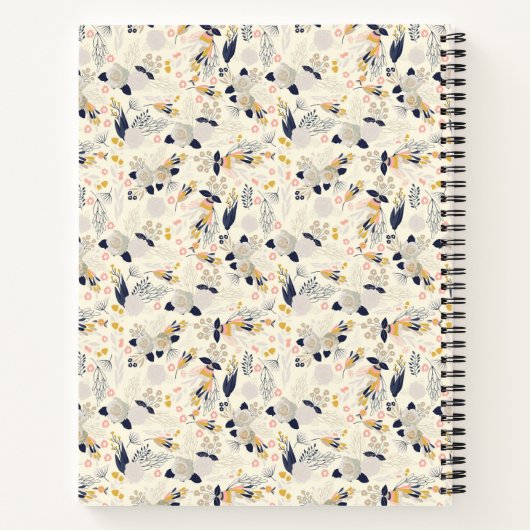 Rustikale graue Rose Blumenmuster Individuelle Nam Notizblock (Rückseite)