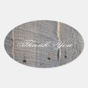 rustikale graue Scheune Holz Land Hochzeit danke Ovaler Aufkleber