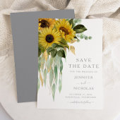 Rustikale graue Sonnenblumen Save The Date