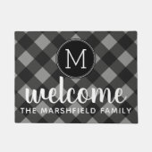 Rustikale, graue und schwarze Buffalo Karierte Fam Fußmatte (Vorderseite)