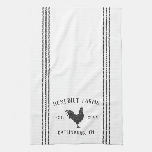 Rustikale, graue und weiße Personalisierte Bauernb Geschirrtuch (Vertikal)