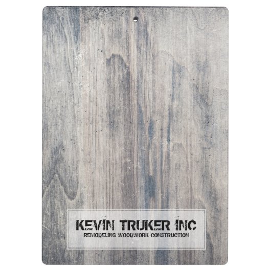 Rustikale Grauholztextur und Holzbearbeitung Klemmbrett (Rückseite)