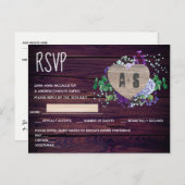 Rustikale, gravierte Herzmonogramm UAWG Blumenholz Einladungspostkarte (Vorne/Hinten)