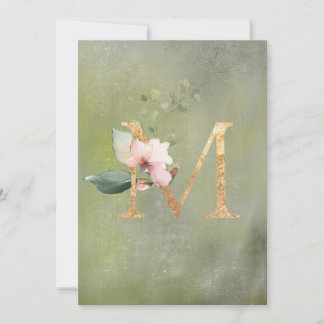 Rustikale Green Floral Gold-Script-Hochzeit Dankeskarte
