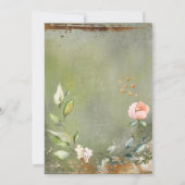 Rustikale Green Floral Gold-Script-Hochzeit Einladung (Rückseite)