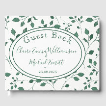 Rustikale Green Watercolor Blätter Wedding Guestbo
