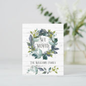 Rustikale Green Wreath Wood Budget Moving Card (Stehend Vorderseite)