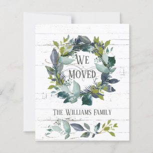 Rustikale Green Wreath Wood Budget Moving Card