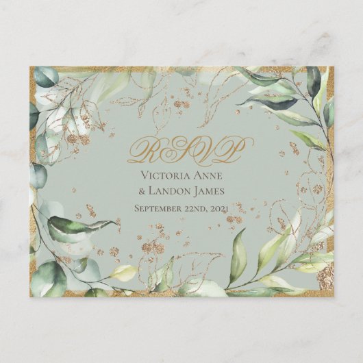 Rustikale Greenery Gold Calligraphy UAWG Wedding Postkarte (Vorderseite)