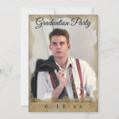 Rustikale Grenz-Foto-Graduierungspartei Einladung (Vorderseite)