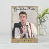 Rustikale Grenz-Foto-Graduierungspartei Einladung (Stehend Vorderseite)