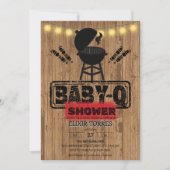Rustikale GRILLEN-Baby Grill Babydusche Einladung (Vorderseite)
