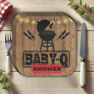 Rustikale GRILLEN-Baby Grill Babydusche Pappteller