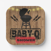 Rustikale GRILLEN-Baby Grill Babydusche Pappteller (Vorderseite)