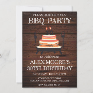 Rustikale Grillen-Einladungen zum 30. Geburtstag Einladung