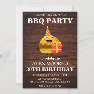 Rustikale Grillen-Einladungen zum 30. Geburtstag Einladung