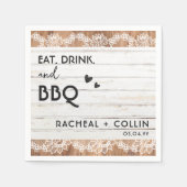 Rustikale GRILLEN Engagement Party Hochzeitscockta Serviette (Vorderseite)