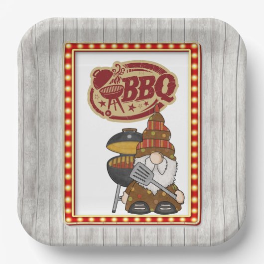 Rustikale GRILLEN Pappteller (Vorderseite)