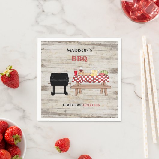 Rustikale GRILLEN Picnic Personalisiert Paper Serviette (Beispiel)