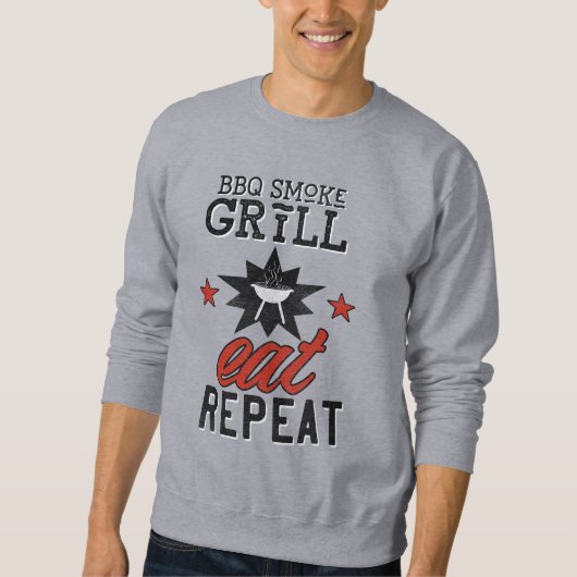 Rustikale GRILLEN Smoke Grill EAT REPEAT Sweatshirt (Vorderseite)