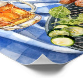 Rustikale GRILLEN Summer Blue Kariert Baby-Q Dusch Poster (Ecke)