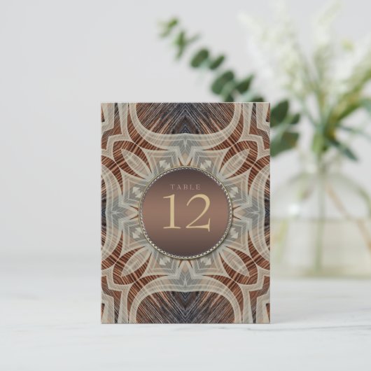 Rustikale Grooves Hochzeitsmenü und Tischnummer (Stehend Vorderseite)