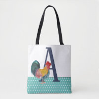 Rustikale große Monogramm-Rooster-Aquamarine Polka