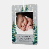 Rustikale Großeltern Erster Weihnachtsbaum Ornament Aus Metall (Vorderseite links)