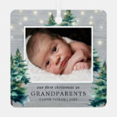 Rustikale Großeltern Erster Weihnachtsbaum Ornament Aus Metall (Rückseite)