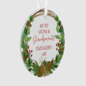 Rustikale Großeltern Weihnachts Baby Foto Name hin Ornament (Vorderseite)