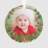 Rustikale Großeltern Weihnachts Baby Foto Name hin Ornament (Rückseite)