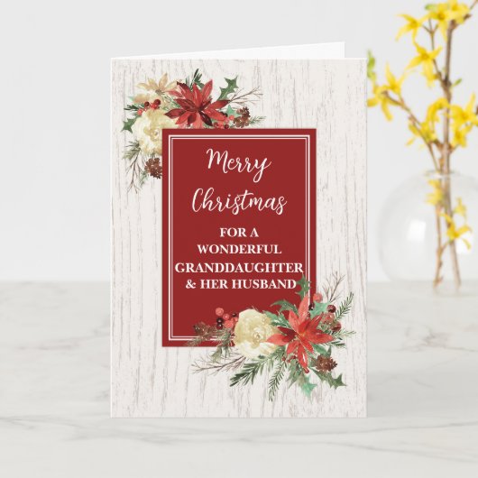 Rustikale Großtochter und ihr Ehemann frohe Weihna Karte (Gelbe Blume)