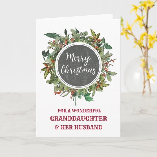 Rustikale Großtochter und ihr Ehemann frohe Weihna Karte (Gelbe Blume)