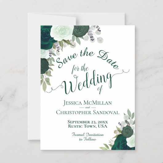 Rustikale Grün-Blütenhochzeit rettet das Datum Magneteinladung (Vorderseite)
