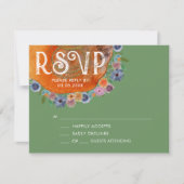Rustikale Grün-Boho-Wildblume RSVP Karte (Vorderseite)