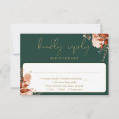 Rustikale, grün-goldene Hochzeit RSVP Karte (Vorderseite)