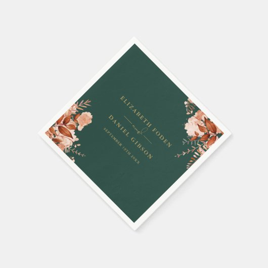 Rustikale, grün-goldene Hochzeit Serviette (Ecke)