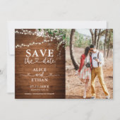 Rustikale Grün-Herz-Foto-Save-the-Date-Karte Save The Date (Vorderseite)