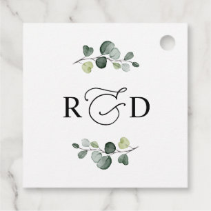 Rustikale Grün-Monogramm-Hochzeits-Dankeschön Geschenkanhänger
