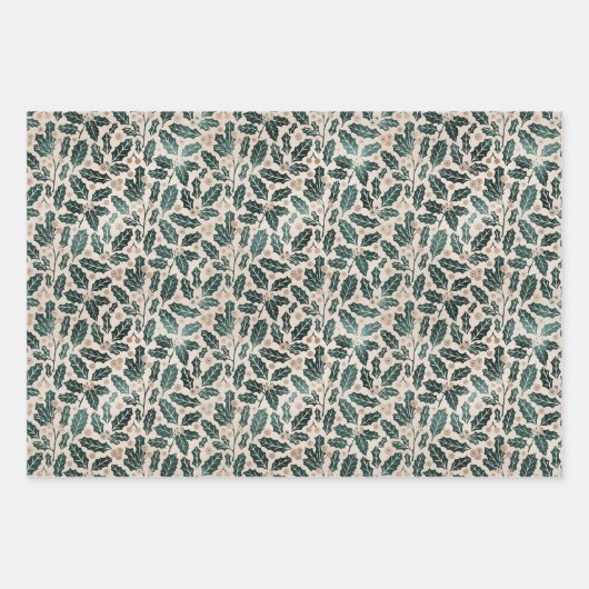 Rustikale Grün- und Tan-Weihnachtsmuster Geschenkpapier Set (Vorderseite 2)