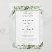Rustikale Grün-, Weiß- und Grünfolienhochzeit Einladung (Vorne/Hinten)